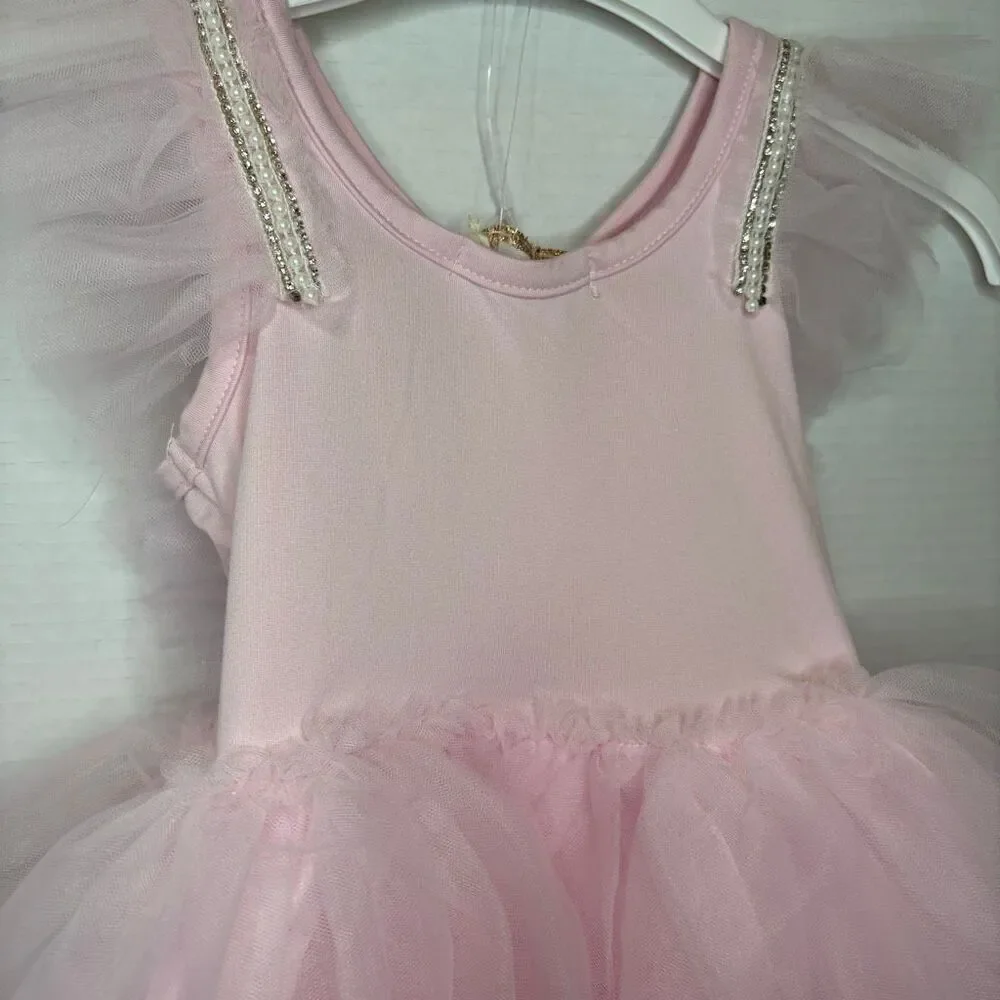 Jessica Simpson Pink Faux Pearl Rhinestone Tule Tutu Dress Up Dress Tiara 2T NWT